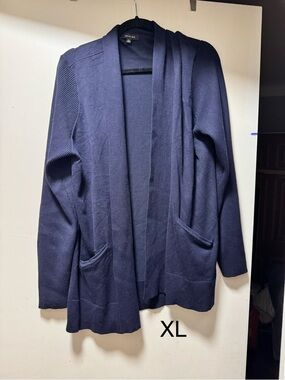 Verve Ami Navy Open Front Cardigan with Pockets